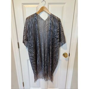Grey Zebra Print Poncho/Shawl